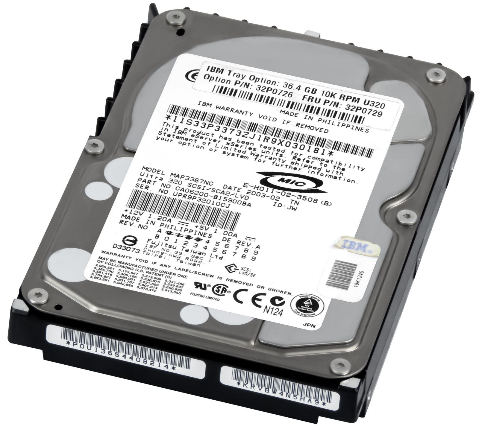 3年保証】Hard Drive IBM 32P0729 32P0726 MAP3367NC 36.4GB 10K SCSI