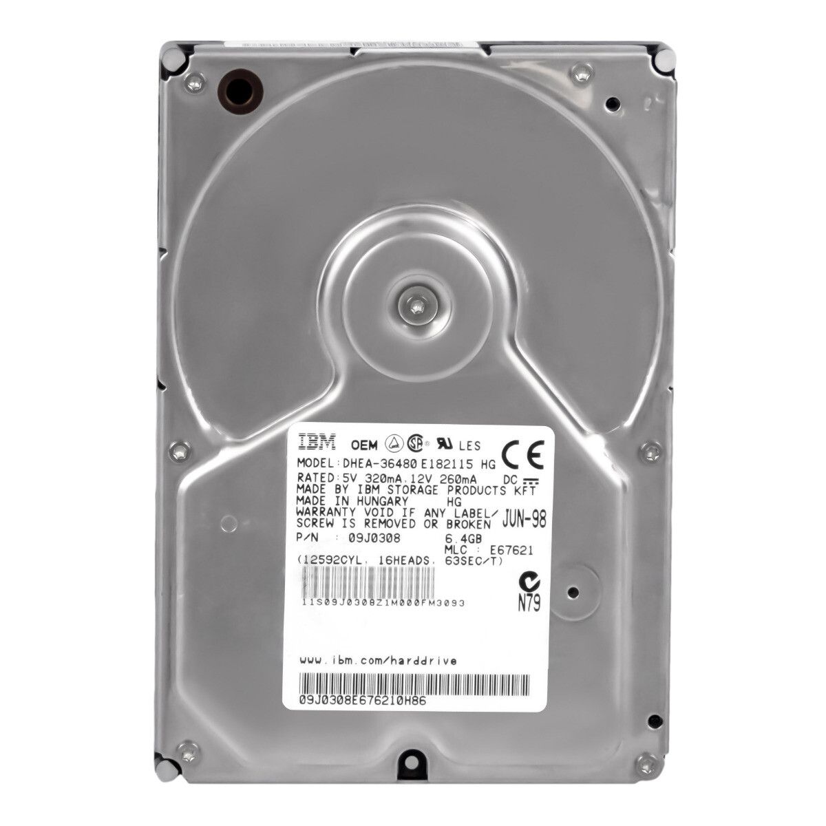 3年保証 Ibm Deskstar 5 09 J 0308 6.4 gb 5.4 k Ata 3.5 Dhea-36480