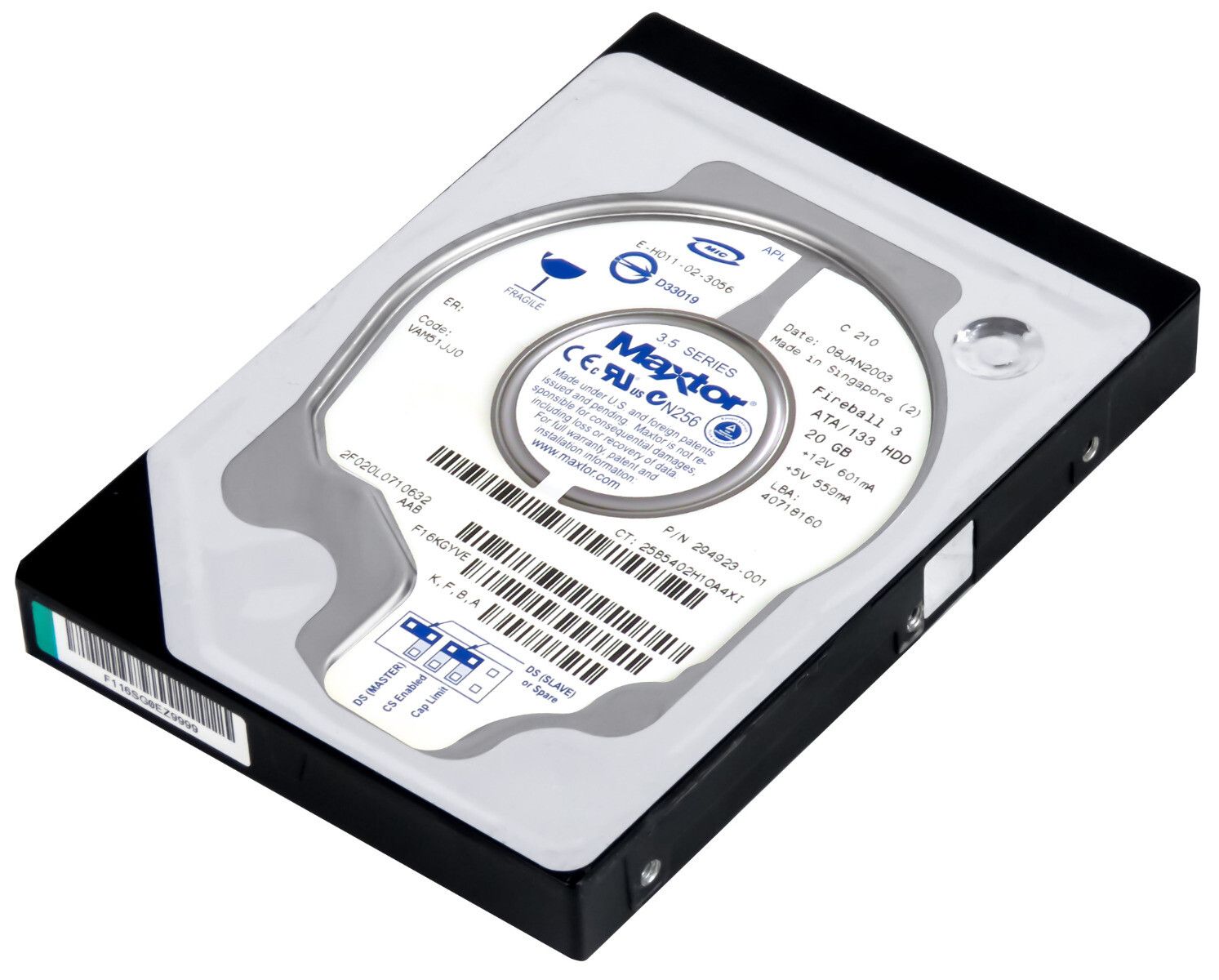 3年保証 Maxtor 294923-001 Fireball 3 IDE ATA 20 GB 2 MB Cache 5400 rpm