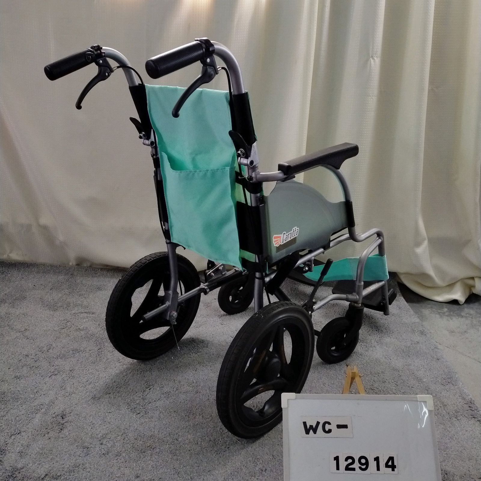 WC-12914 MiKi ミキ カルッタ CRT-2 PU 軽量 コンパクト ノーパンクタイヤ 介助型 介助式 車椅子 車イス 車いす 洗浄 消毒済