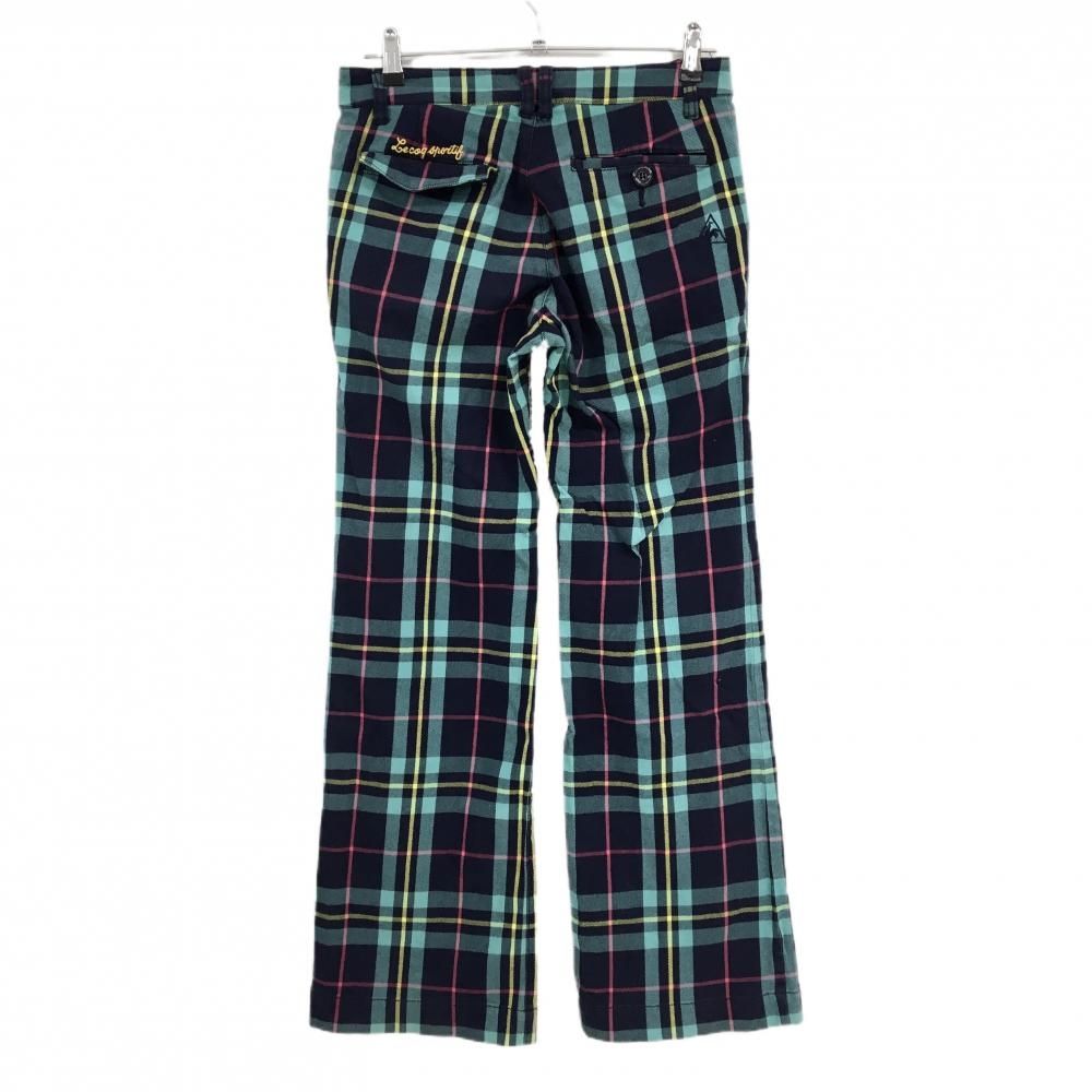 ルコックゴルフ パンツ ネイビー×エメラルドグリーン チェック柄
