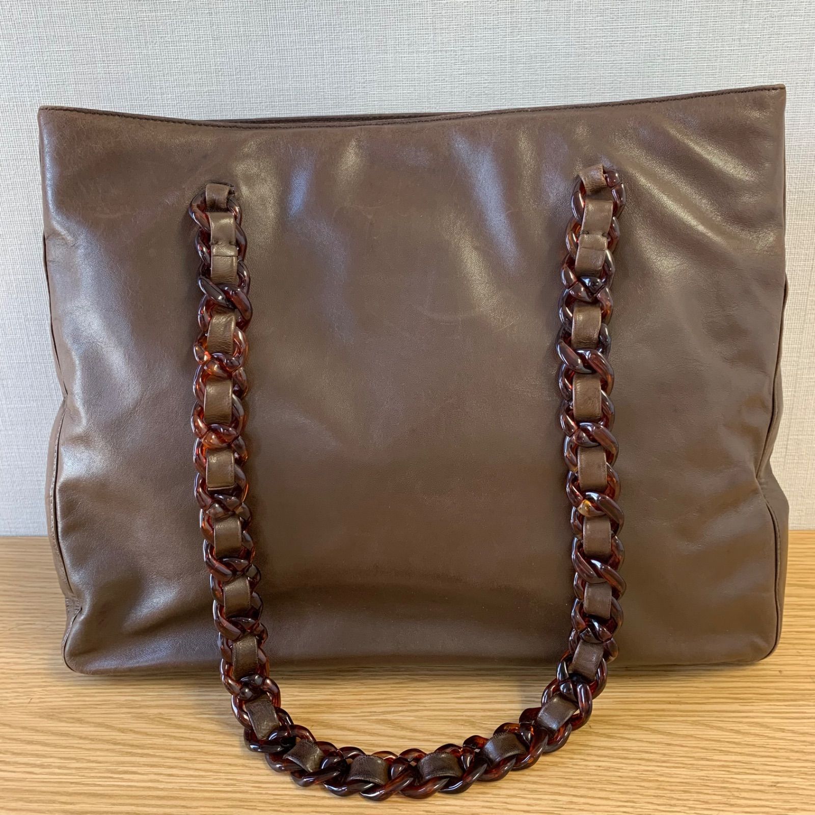 PRADA プラダ レザー ショルダーバッグ べっ甲 チェーン