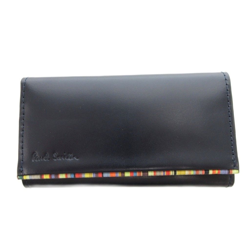 【新品・未使用】ポールスミス　キーケース　4連　ブラック　マルチストライプ　羊革 ポールスミス PAUL SMITH キーケース レザー 本革 黒 ブラック 4連