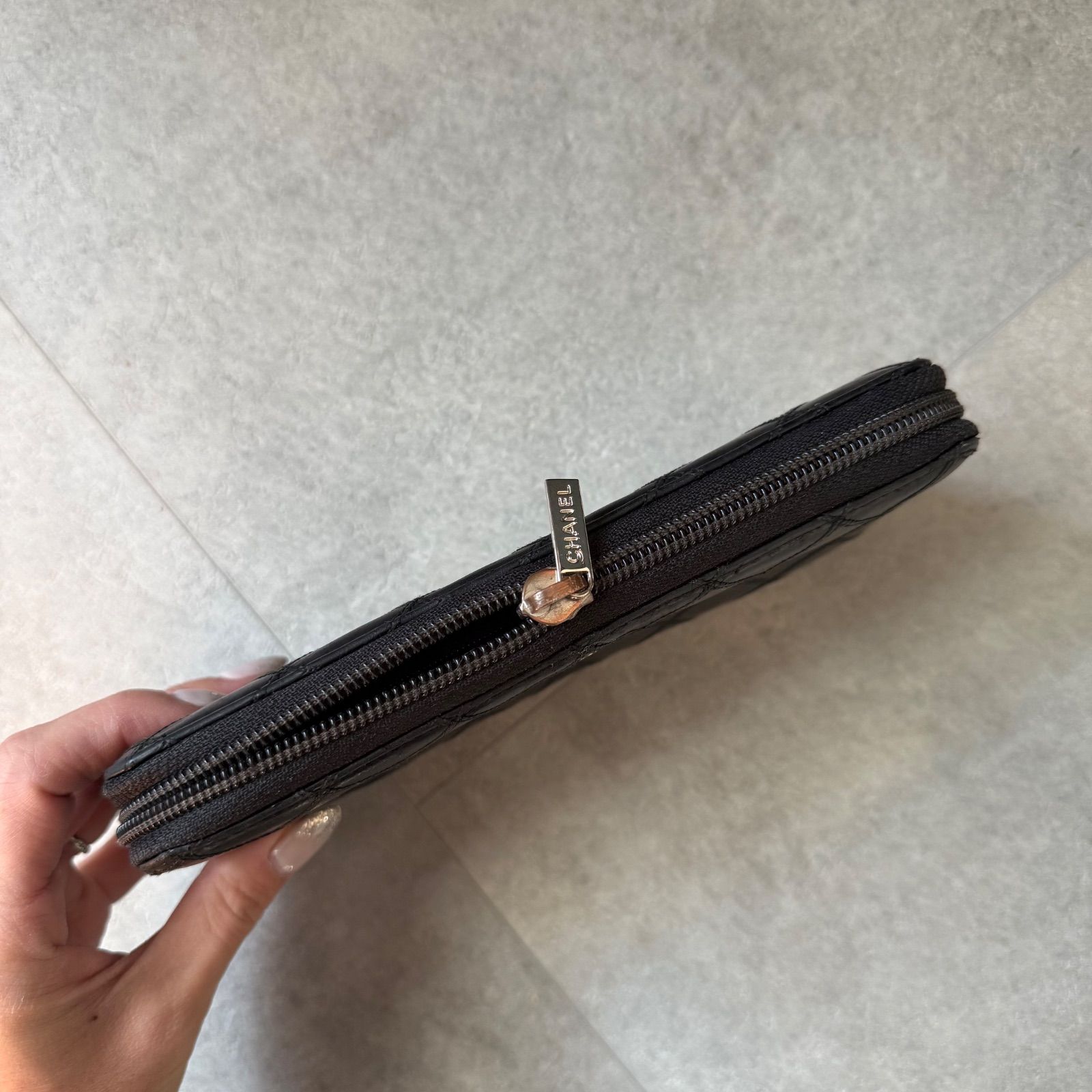 希少 CHANEL ビコローレ ココマーク ラウンドファスナー長財布 レザー