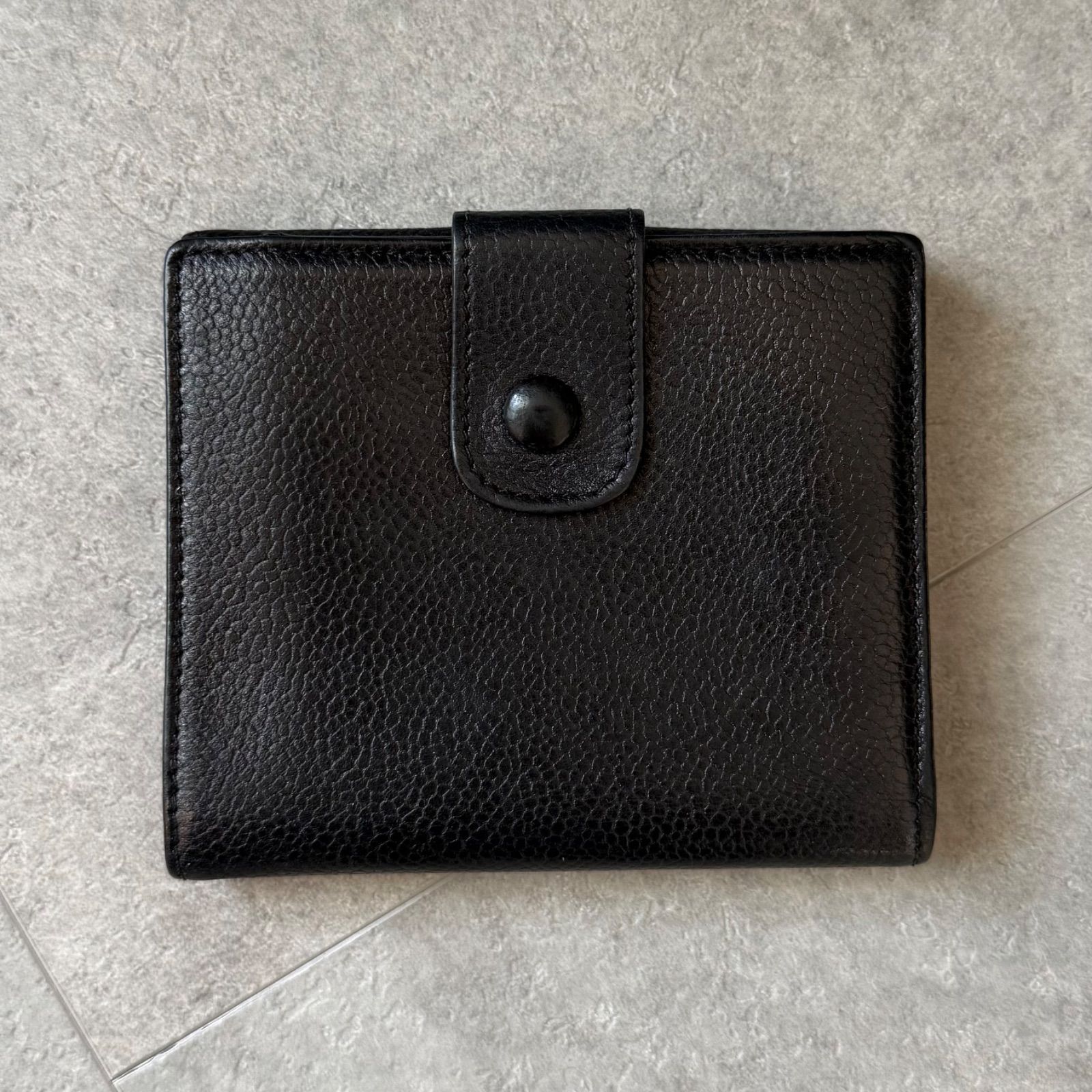シャネル キャビアスキン ココマーク Wホック財布 ブラック ウォレットB5-A 美品 CHANEL シャネル キャビアスキン ココマーク wホック 二つ折り