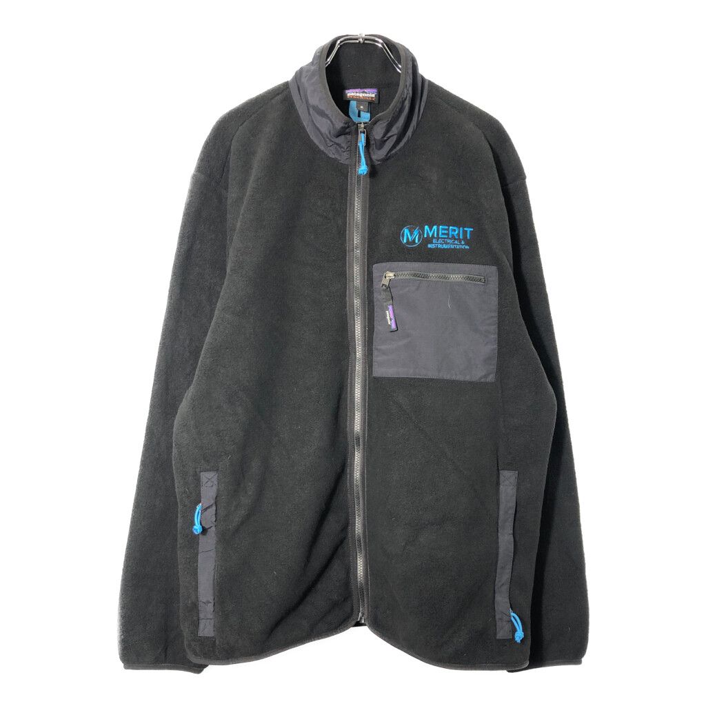 patagonia パタゴニア SYNCHILLA シンチラ フリースジャケット アウトドア 企業ロゴ ブラック(メンズ XL)中古 古着 V8356