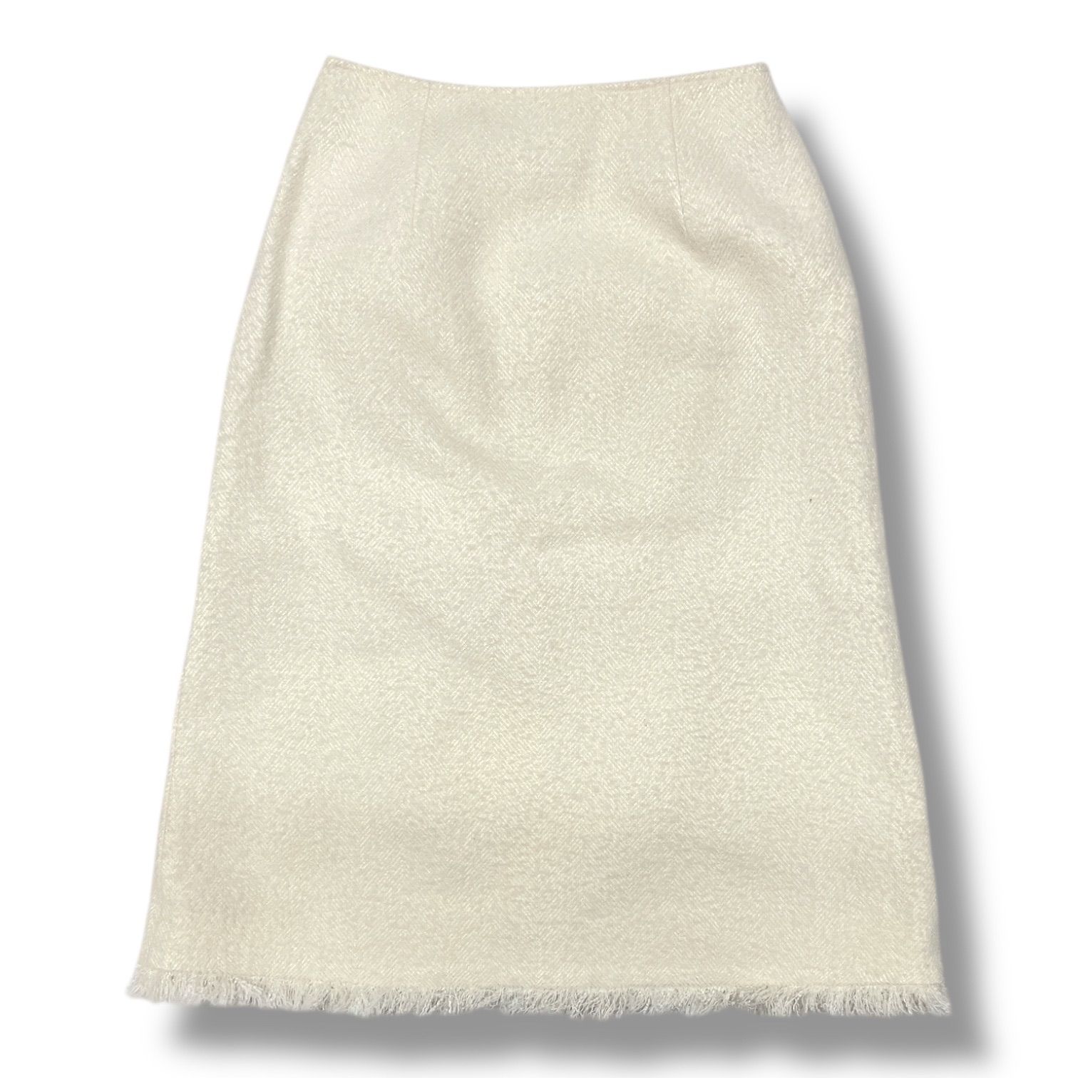 BORDERS at BALCONY ボーダーズアットバルコニー ツイードラウンドスカート フリンジ オケージョン 卒園式 卒業式 BD 2421-3 H-20 白 ホワイト レディース 冬 ゴーゴー古着マルイファミリー 22 No.347