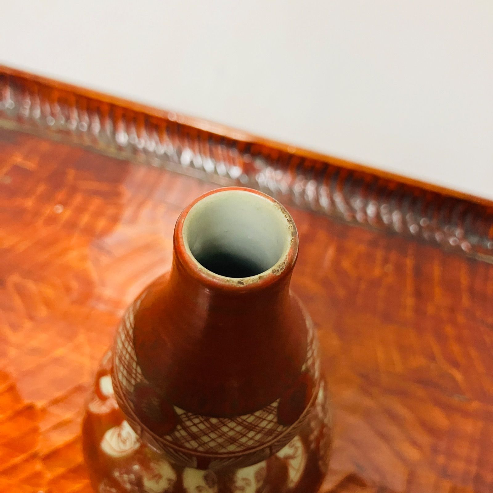 明治ごろ 九谷焼 赤絵金彩人物図 人物文の瓢型徳利 花入などにも|雑貨