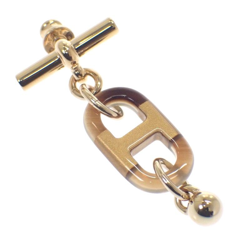 エルメス HERMES シュル メール PM ピアス メタル ブラウン ゴールド