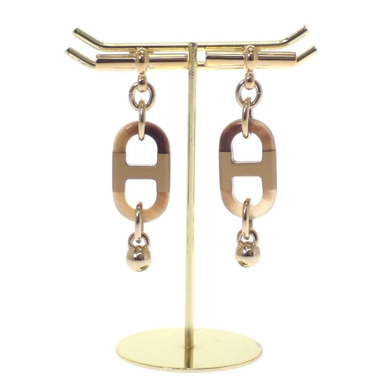 エルメス HERMES シュル メール PM ピアス メタル ブラウン ゴールド