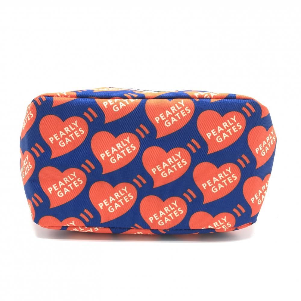 超美品】パーリーゲイツ カートバッグ ブルー×オレンジ ハート柄