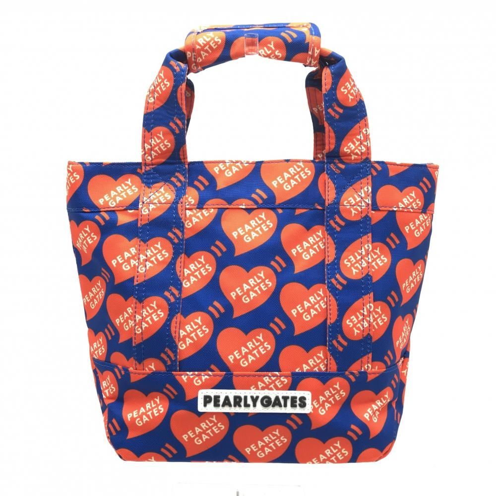 パーリーゲイツ　カートバッグ　ハードエレキ柄　新品未使用 超美品】パーリーゲイツ カートバッグ ブルー×オレンジ ハート柄