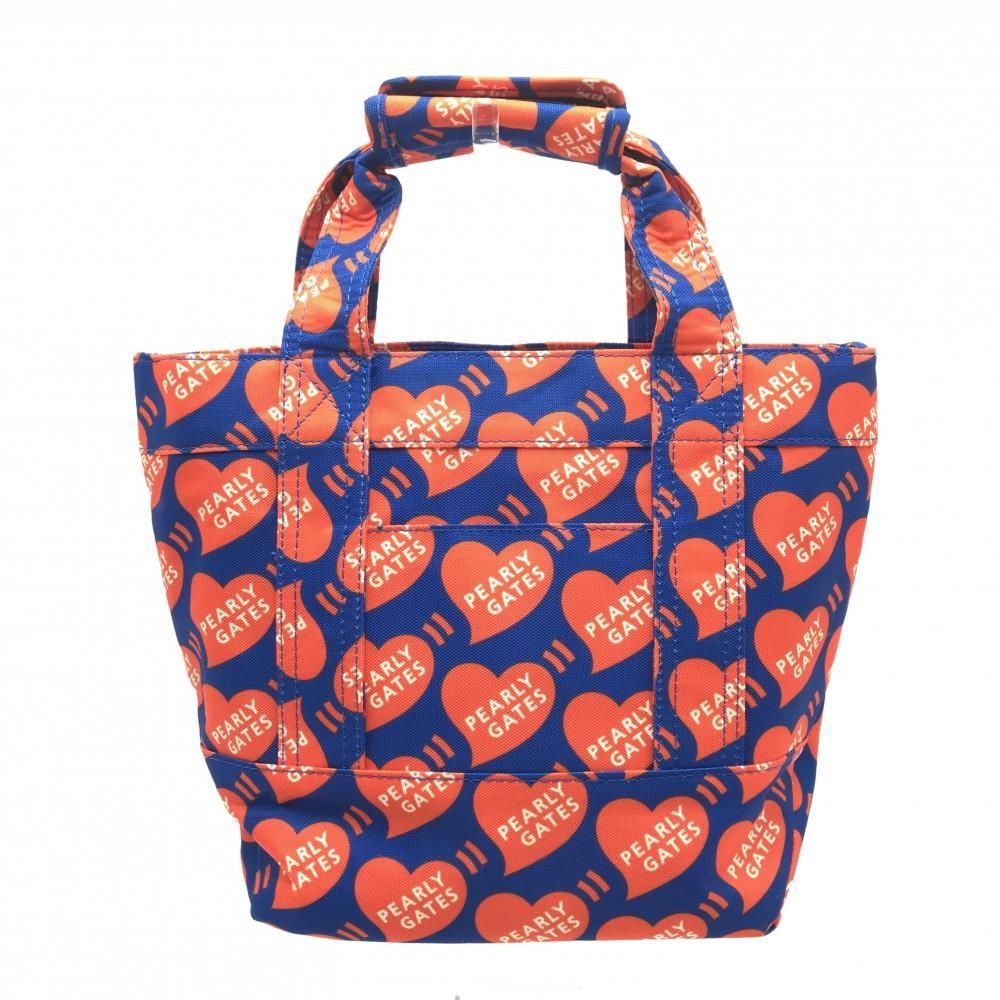 超美品】パーリーゲイツ カートバッグ ブルー×オレンジ ハート柄