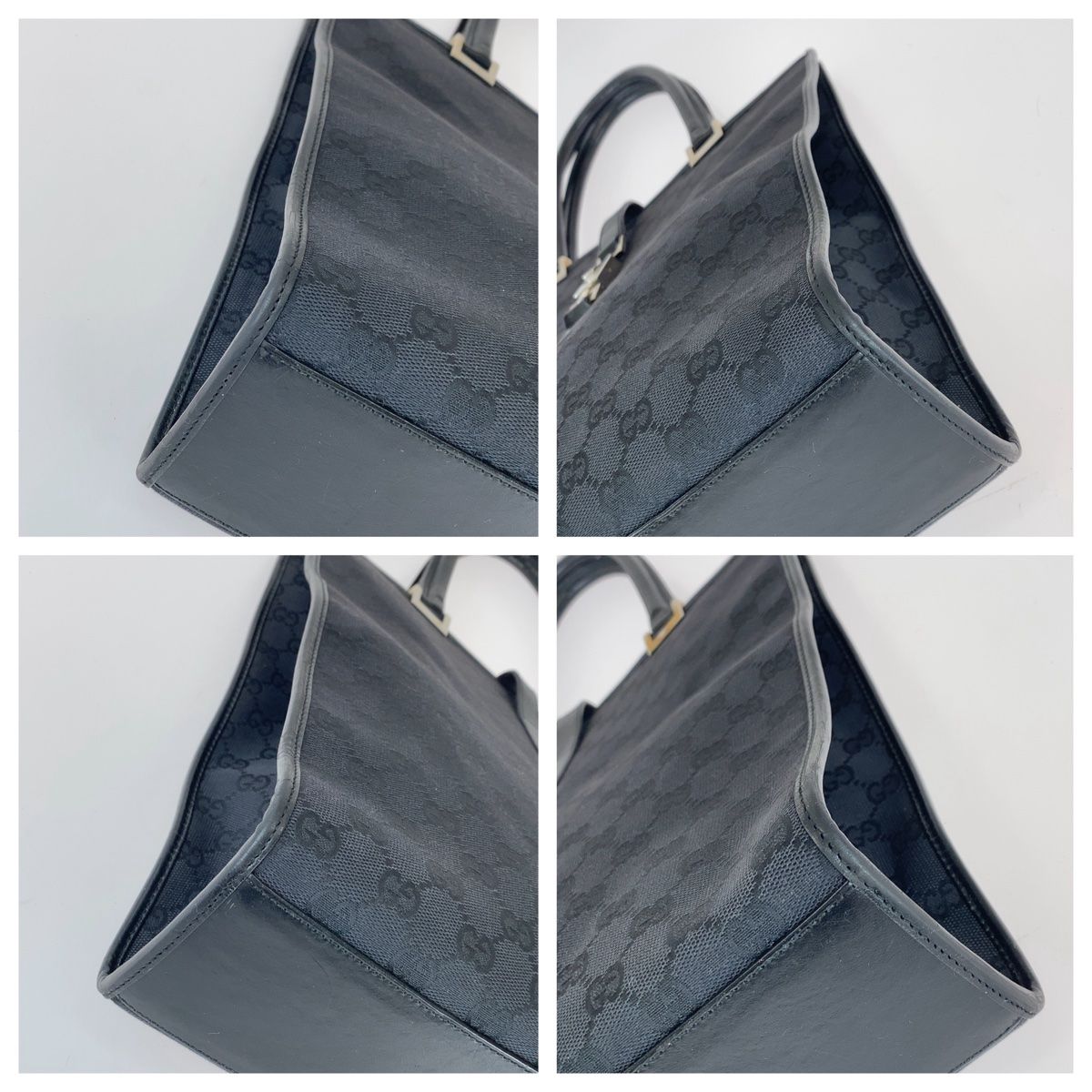 美品 GUCCI グッチ ジャッキー ブラック 黒 シルバー金具 GGキャンバス