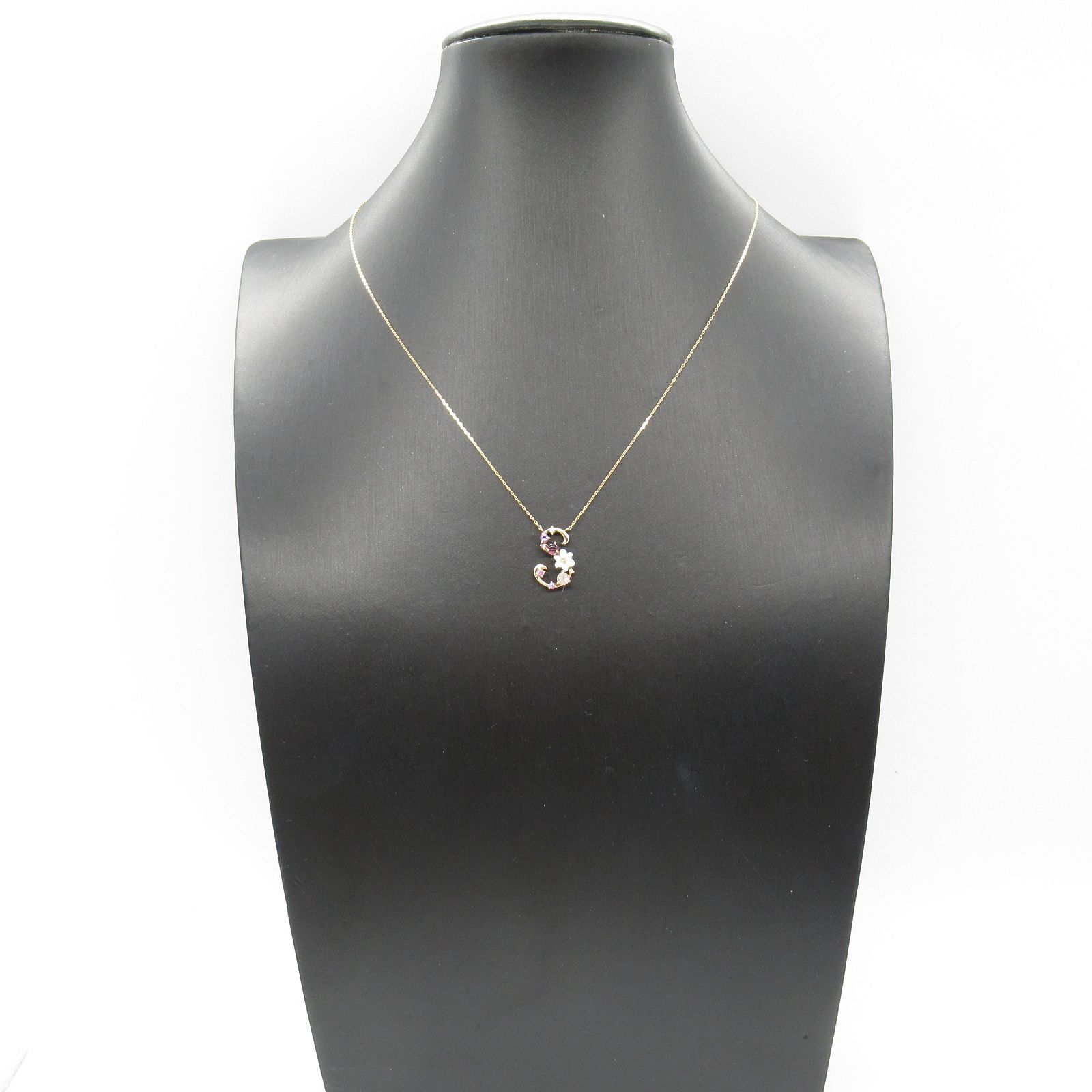 ほぼ未使用　K10 サマンサティアラ　イエローゴールド　色石　星　ネックレス Samantha Tiara サマンサティアラ K10 10金イエローゴールド パール