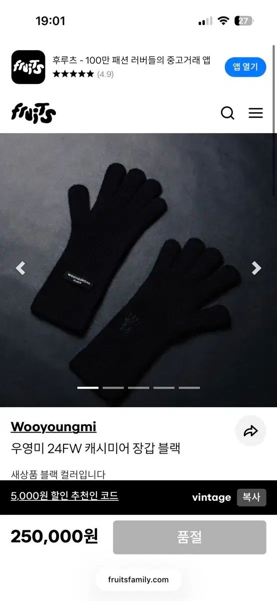 ウーヨンミ カシミア 手袋 24 FW