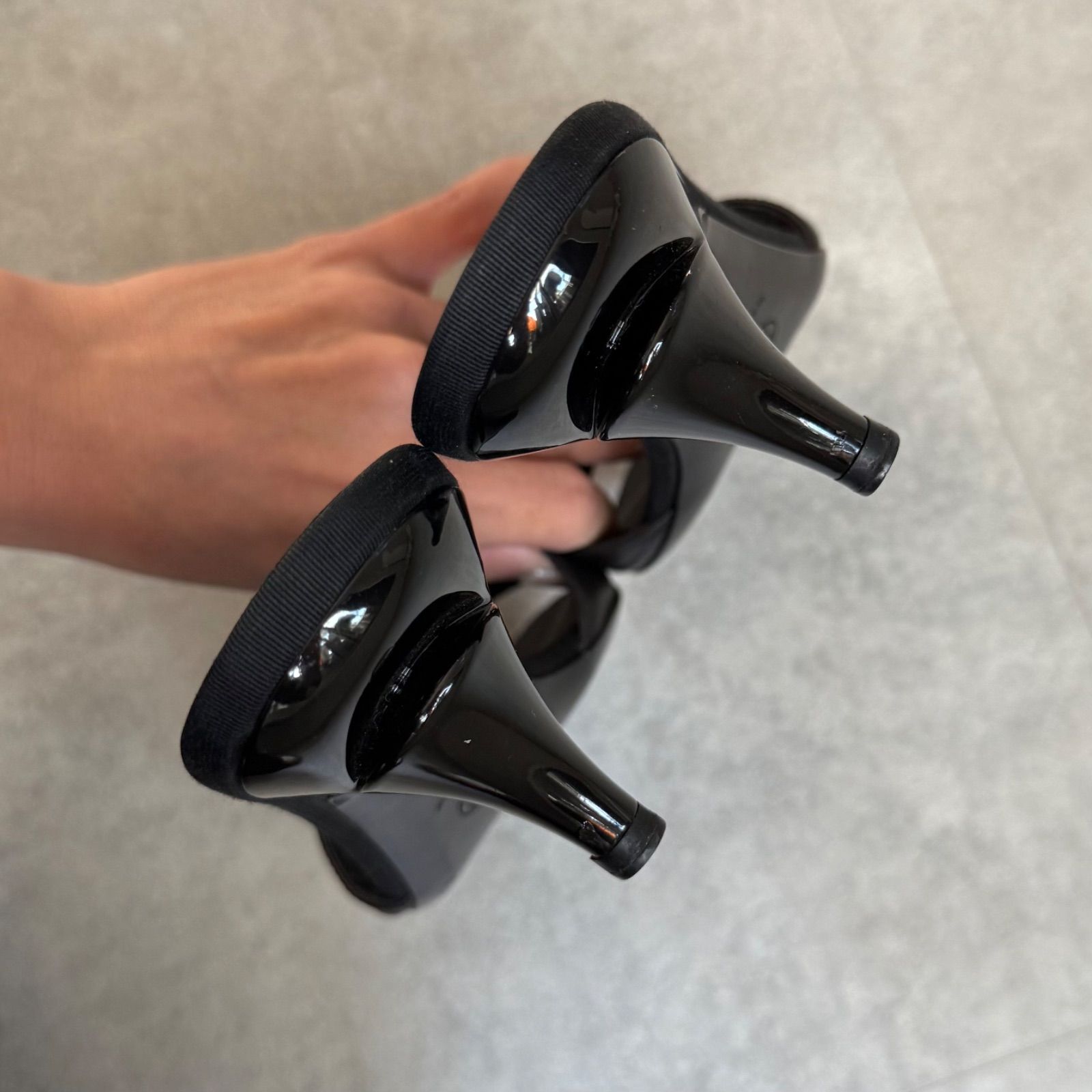 美品 CHANEL シャネル ココマーク リボン ミュール サンダル レザー