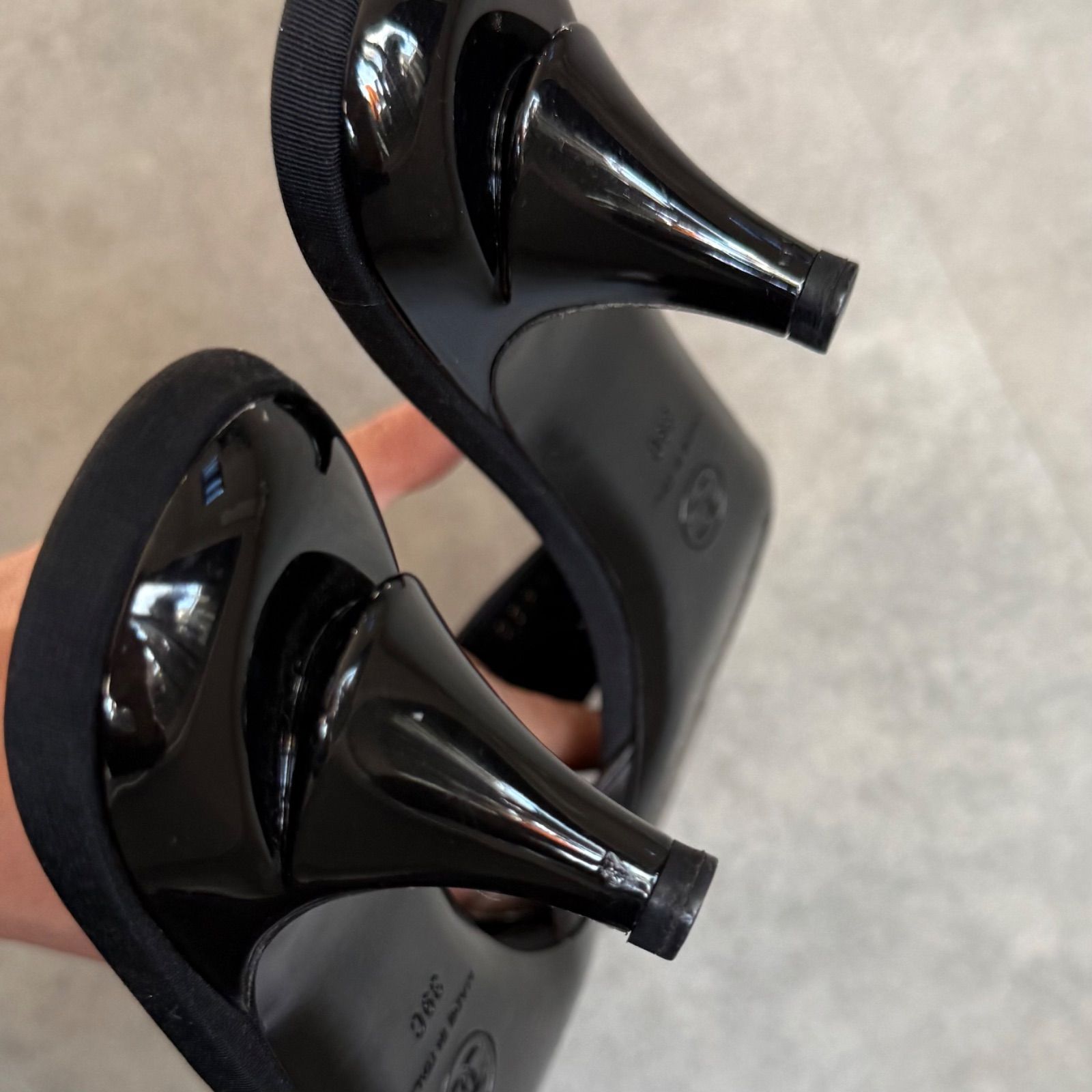 美品 CHANEL シャネル ココマーク リボン ミュール サンダル レザー