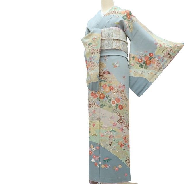 百華❀Y4208◇美品未着用 正絹 仕付け糸付 手縫い仕立て 松竹梅 菊 橘