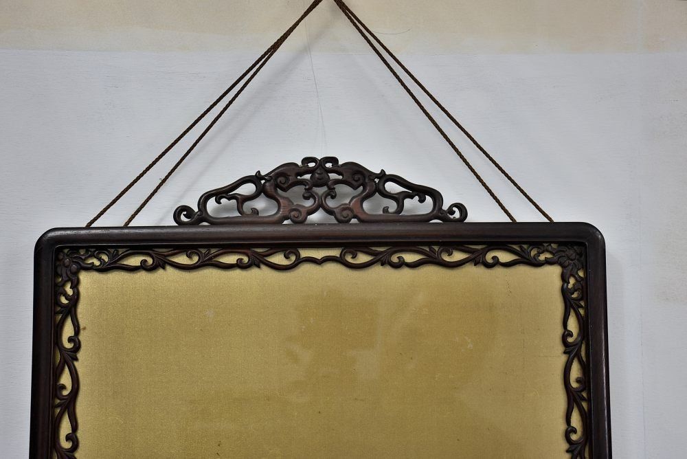 蔵C 3027 a 中国美術 唐木枠硝子面額