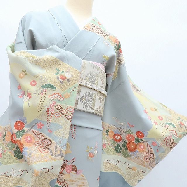 百華❀Y4208◇美品未着用 正絹 仕付け糸付 手縫い仕立て 松竹梅 菊 橘