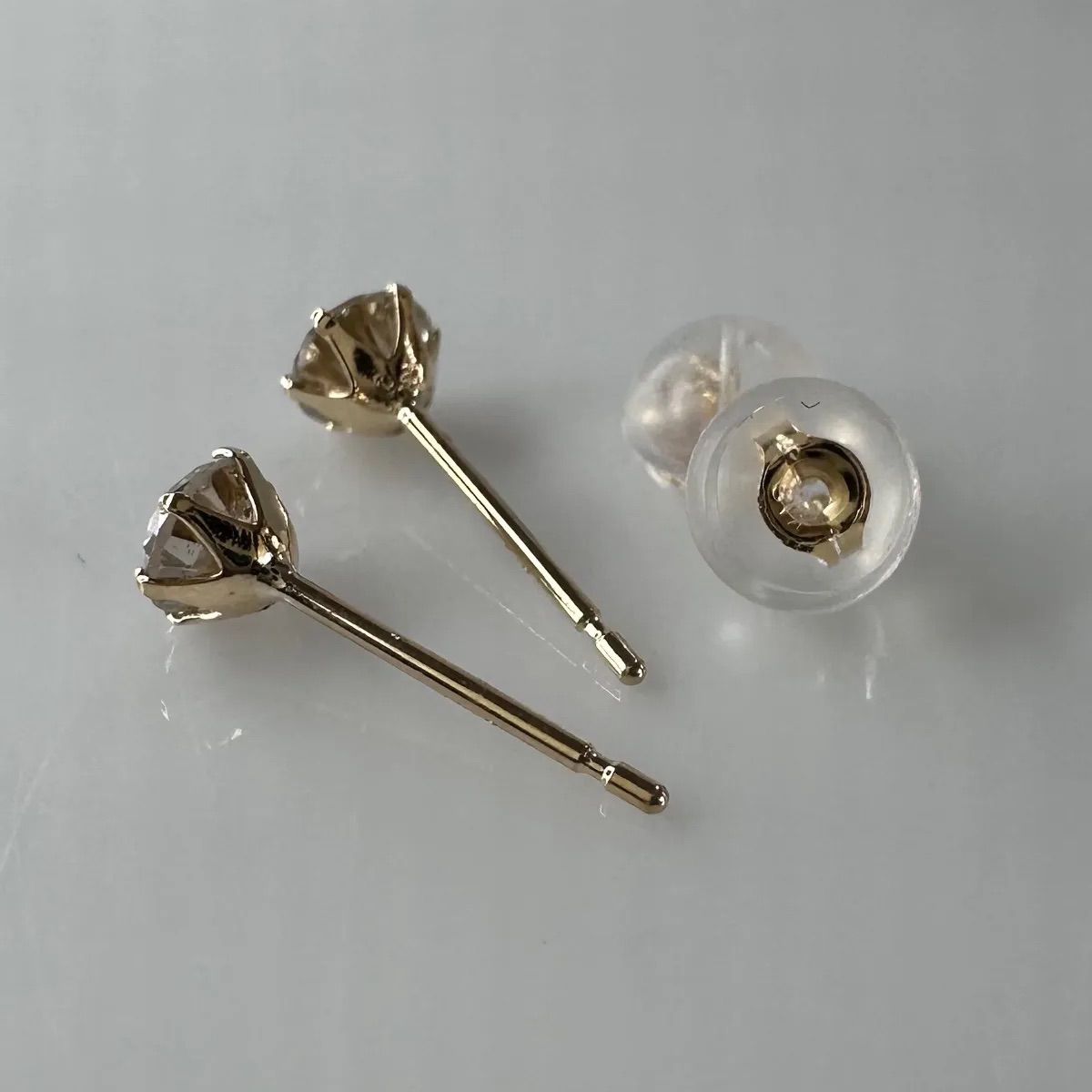 K18 天然ダイヤモンド ピアス 計0.4ct ブラウン系 鑑別カード付 