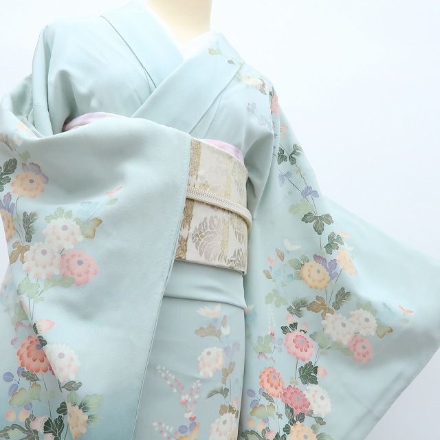 百華❀Y4216◇作家物落款 手描き友禅 手縫い仕立て 正絹 菊 訪問着