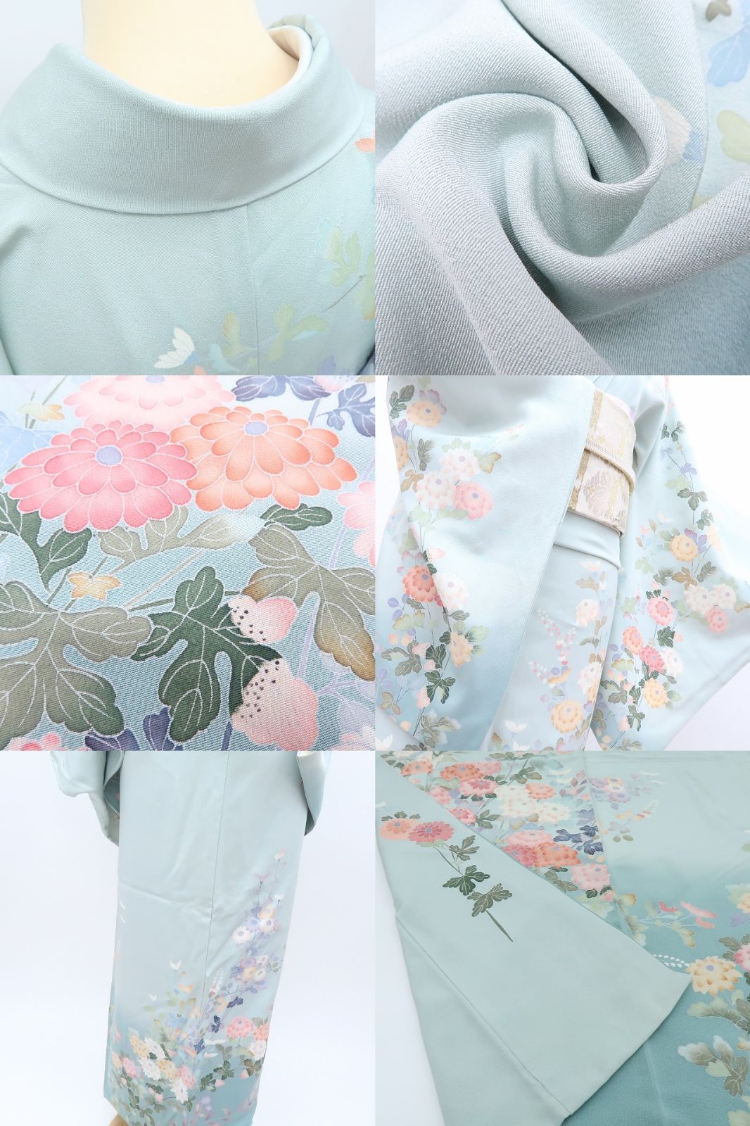 百華❀Y4216◇作家物落款 手描き友禅 手縫い仕立て 正絹 菊 訪問着