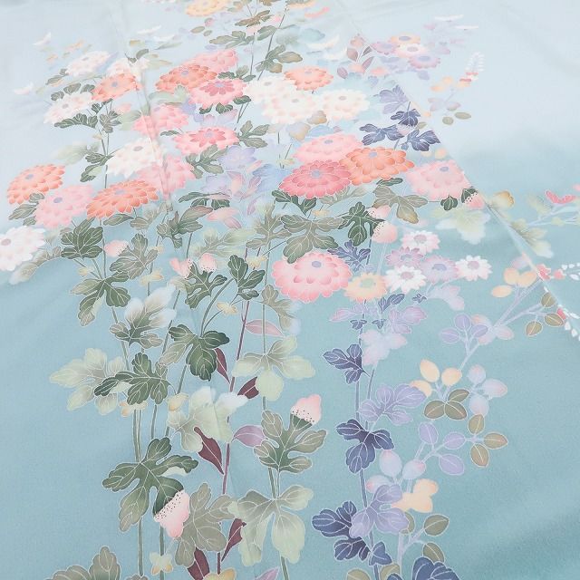 百華❀Y4216◇作家物落款 手描き友禅 手縫い仕立て 正絹 菊 訪問着