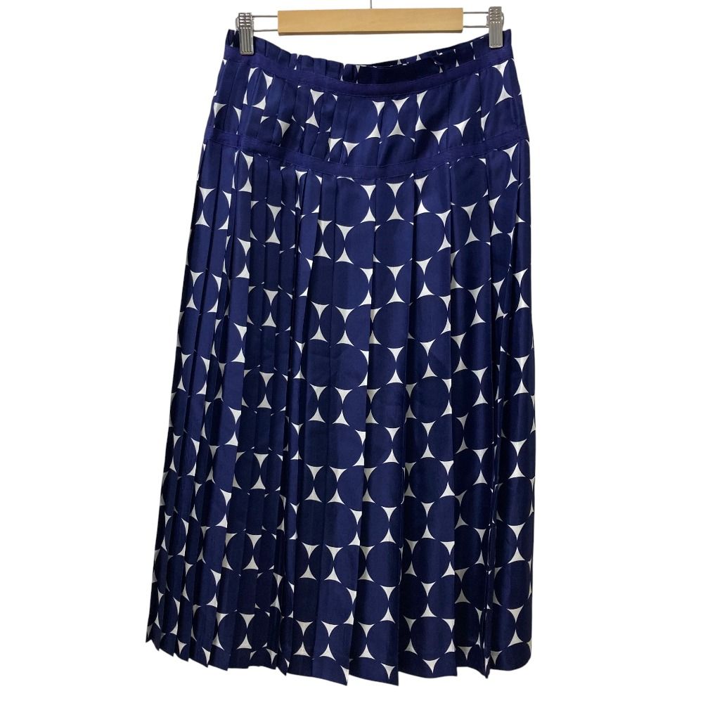 美品 Drawer ドゥロワー シルク プリント ロングフレアスカート 6524