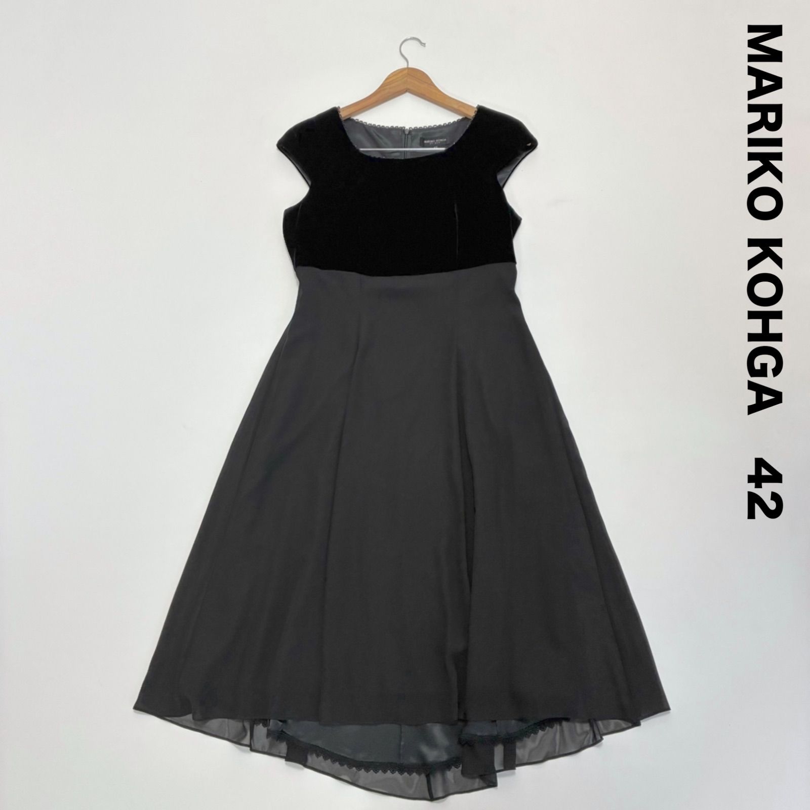 MARIKO KOHGA マリココウガ☆ベロア×シフォン ロングワンピース 42