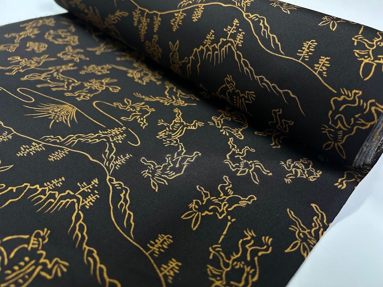 長襦袢 生地 反物 鳥獣戯画 正絹 絹 33 000円→28 000円 洗える 品