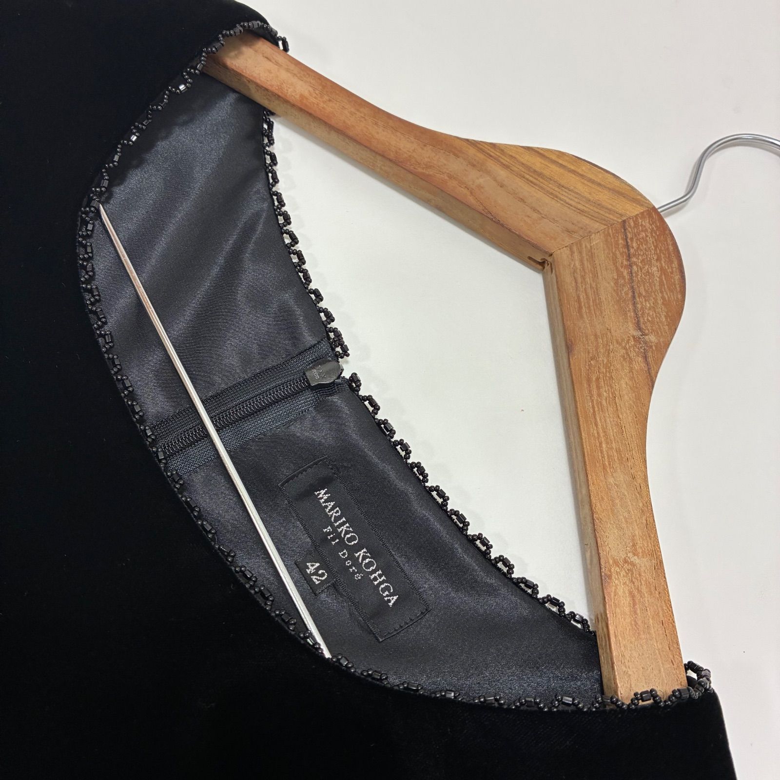 MARIKO KOHGA マリココウガ☆ベロア×シフォン ロングワンピース 42