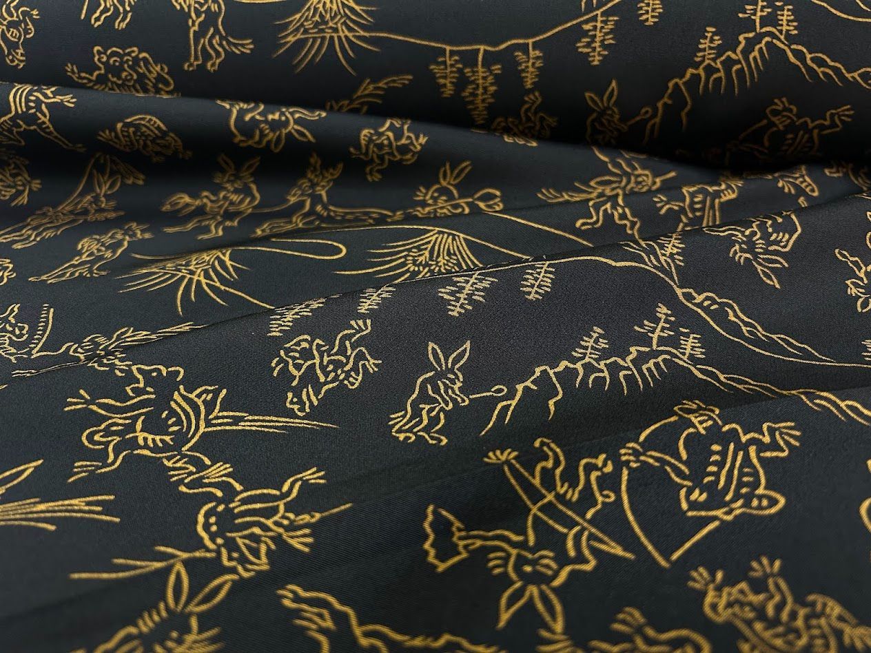 長襦袢 生地 反物 鳥獣戯画 長襦袢 正絹 鳥獣戯画 生地 反物【絹