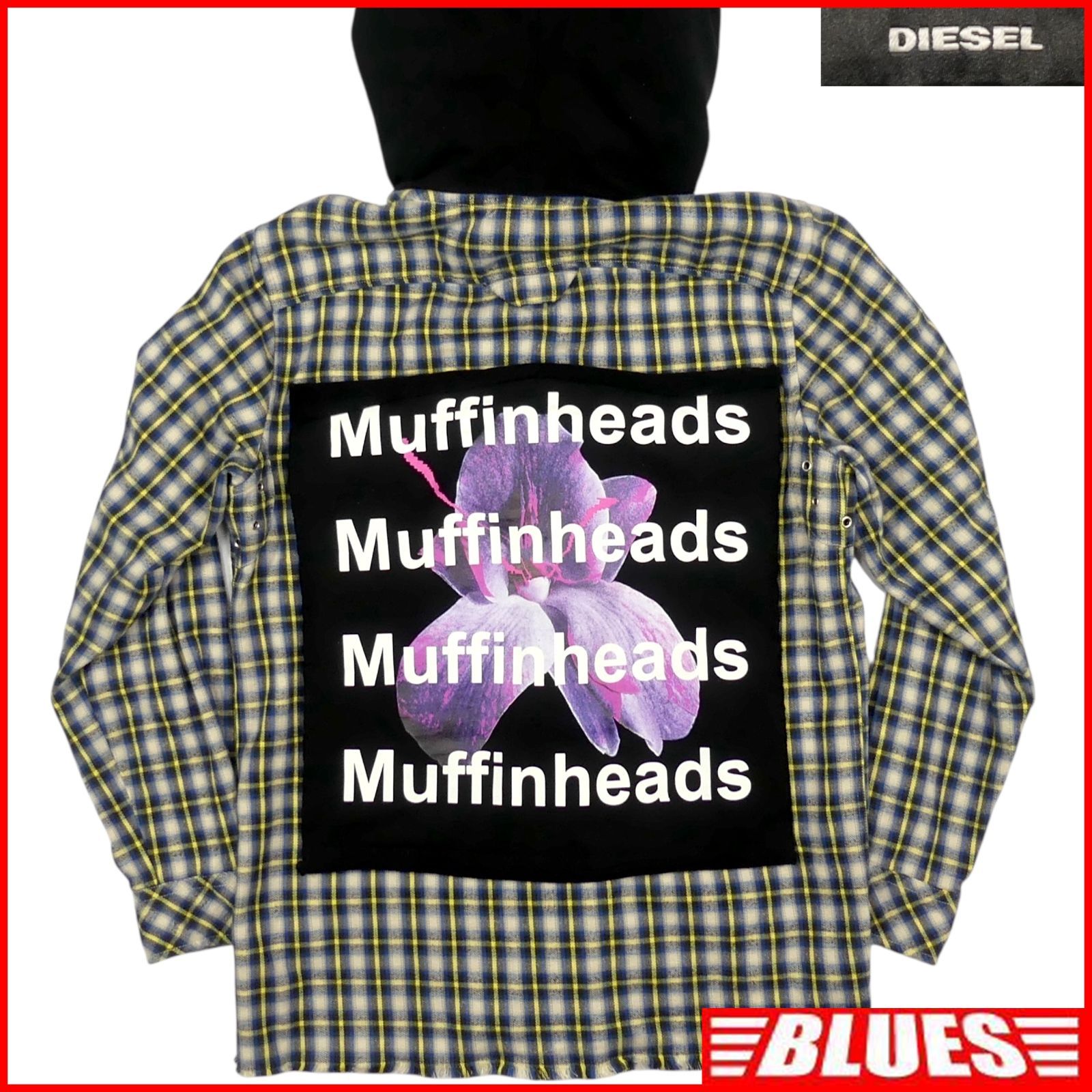 DIESEL ディーゼル シャツ M 古着 メンズ 長袖 チェックシャツ 長袖シャツ フーディー プリント パーカー ボタンシャツサイズM一覧 SEULB屋着古 TY 4173