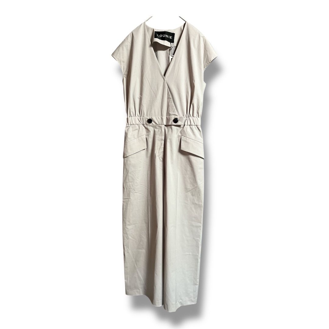 LOUNIE ルーニィ カシュクール コンビネーション オールインワン サロペット つなぎ オーバーオール レディース サイズ38 ライトグレージュ 春 34 No K 1064