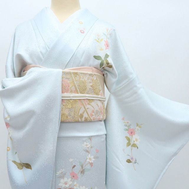 Y3929◇作家物落款 手縫いネコヤナギ トールサイズ 正絹 訪問着 着物 Y3929◇作家物落款 手縫いネコヤナギ トールサイズ 正絹 訪問着 着物