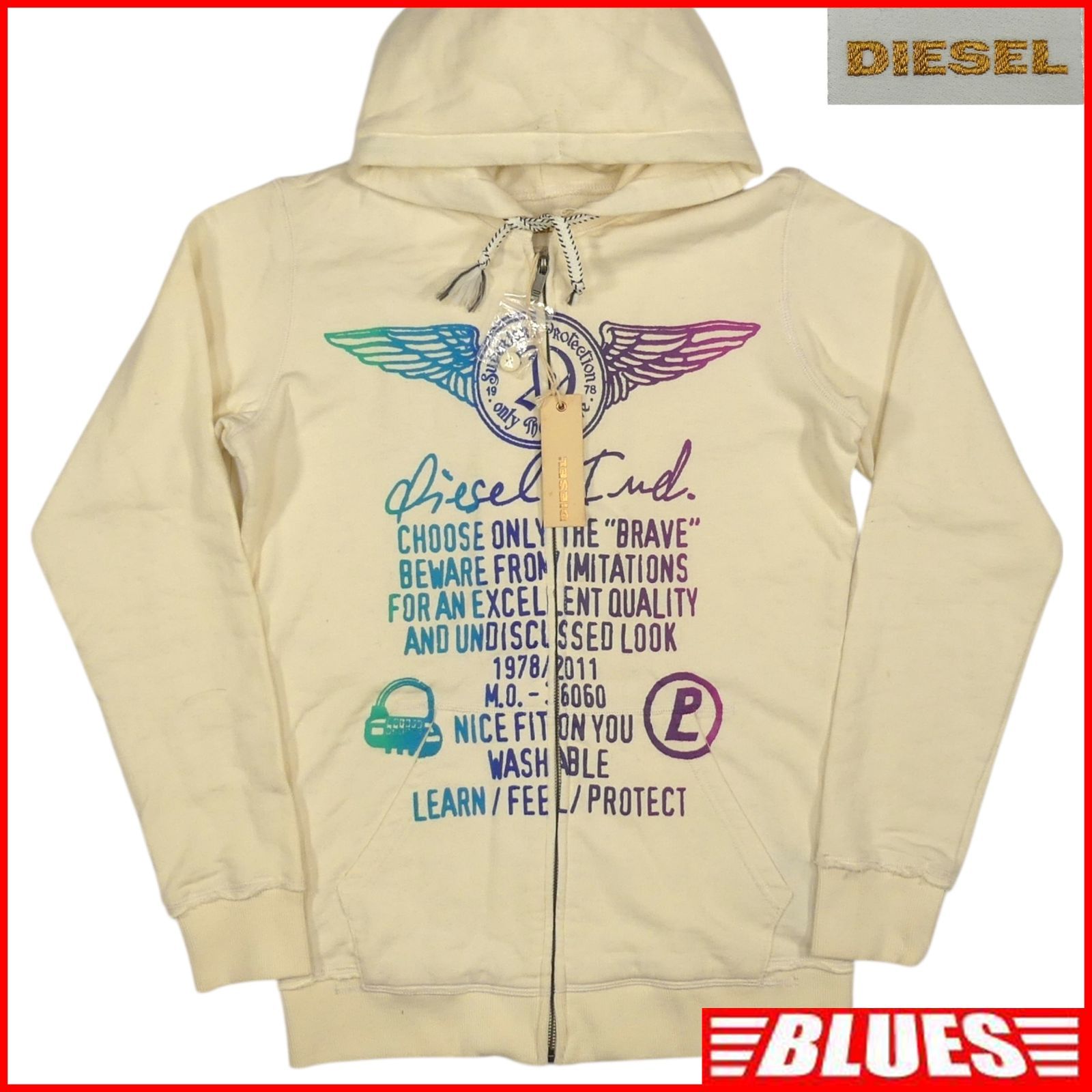 未使用 DIESEL ディーゼル スウェット M トレーナー プリント ジップ