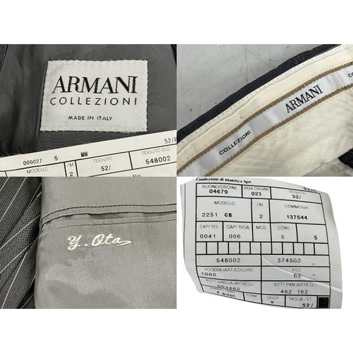 ARMANI アルマーニ COLLEZIONI スーツ セットアップ サイズ52 上下