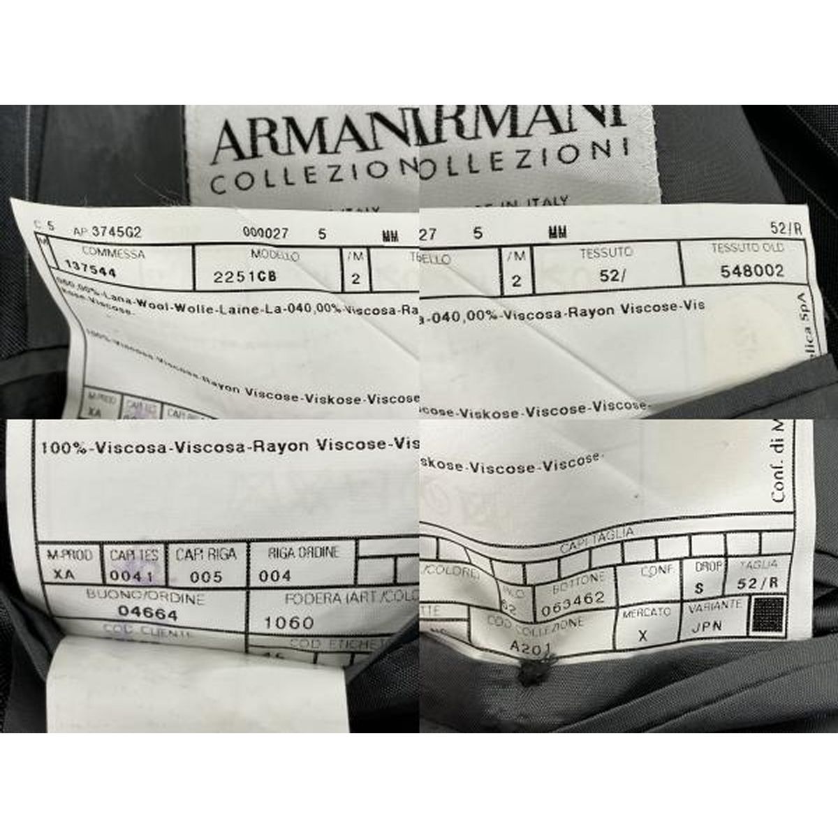 ARMANI アルマーニ COLLEZIONI スーツ セットアップ サイズ52 上下