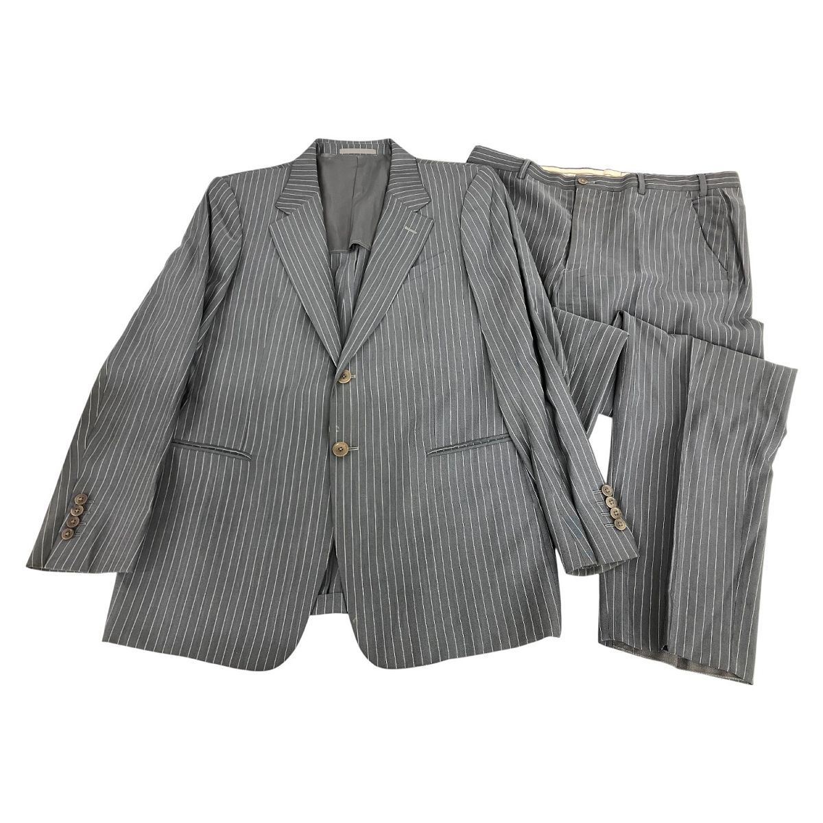52(2XL) 大きいサイズ　アルマーニ　スーツセットアップ　グレー　ストライプ 52(2XL) 大きいサイズ アルマーニ スーツセットアップ グレー 無地