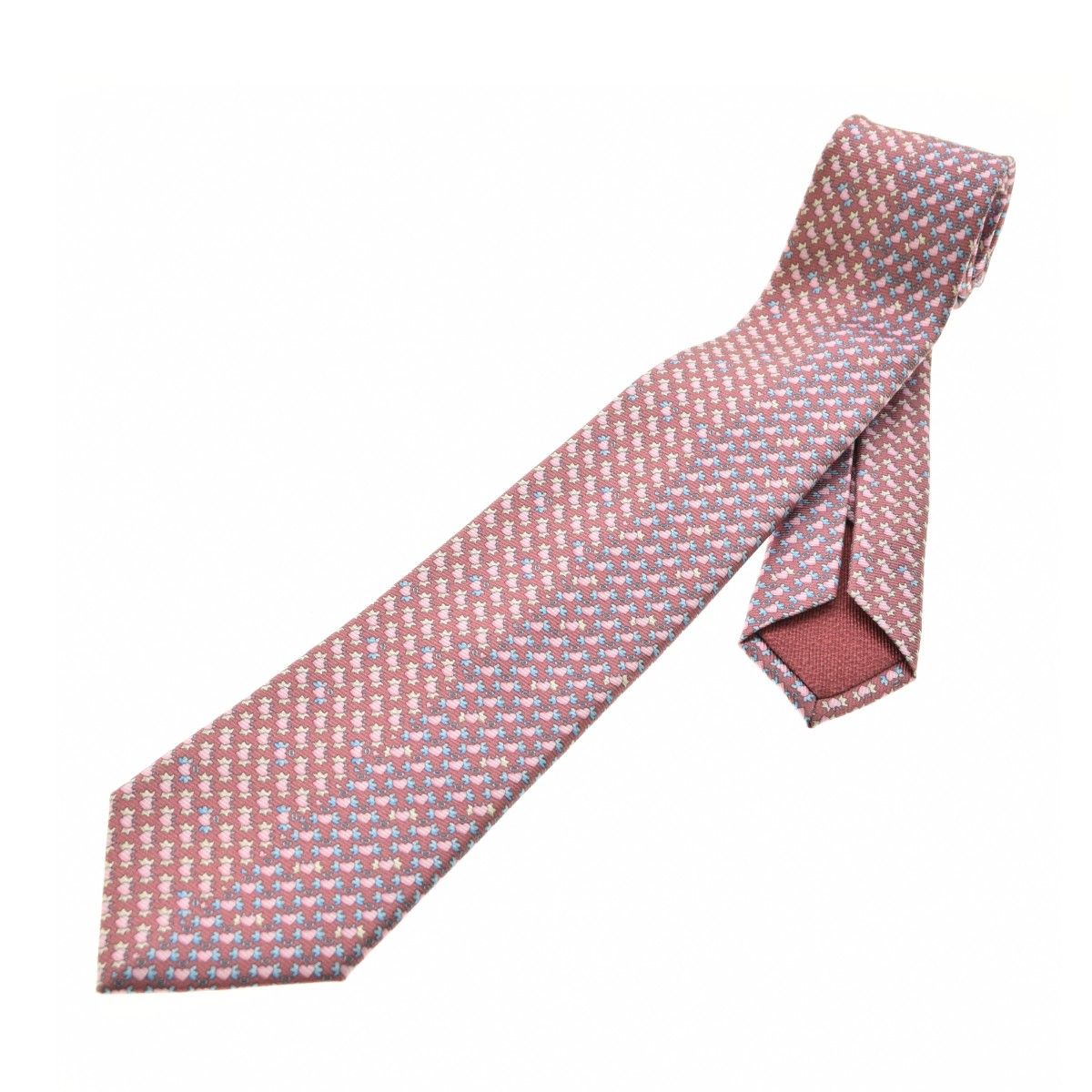 BVLGARI ブルガリ　ネクタイ　ハート BVLGARI - ブルガリ BVLGARI ネクタイ ロゴ ハート柄 シルク100％ 赤