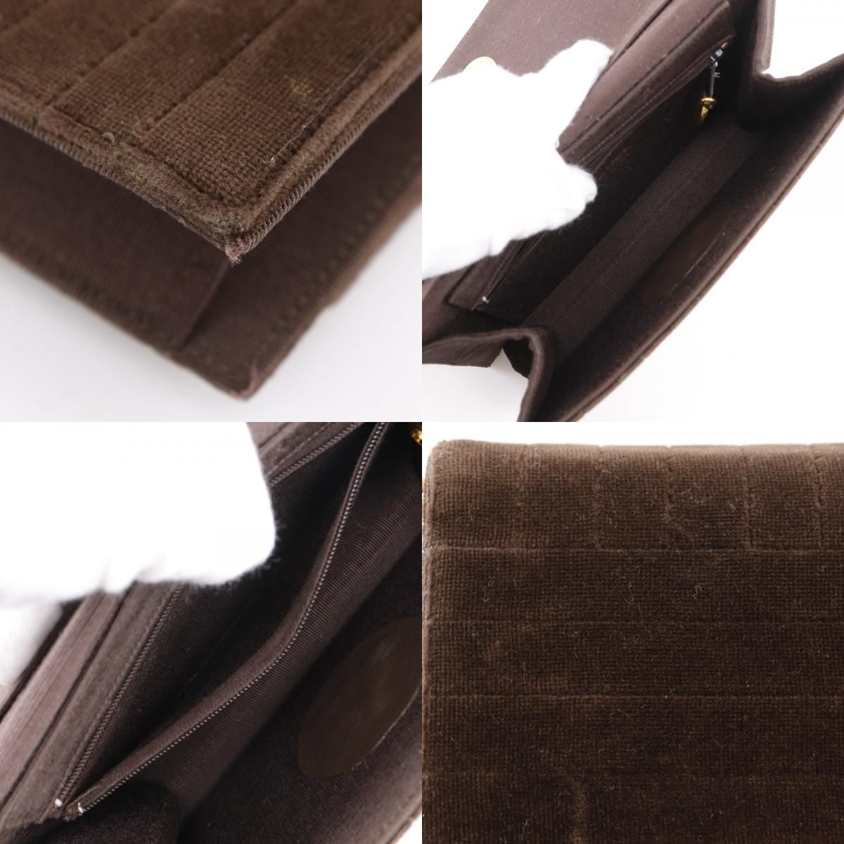 CHANEL】シャネル チェーンショルダー マドモアゼル ベロア 茶