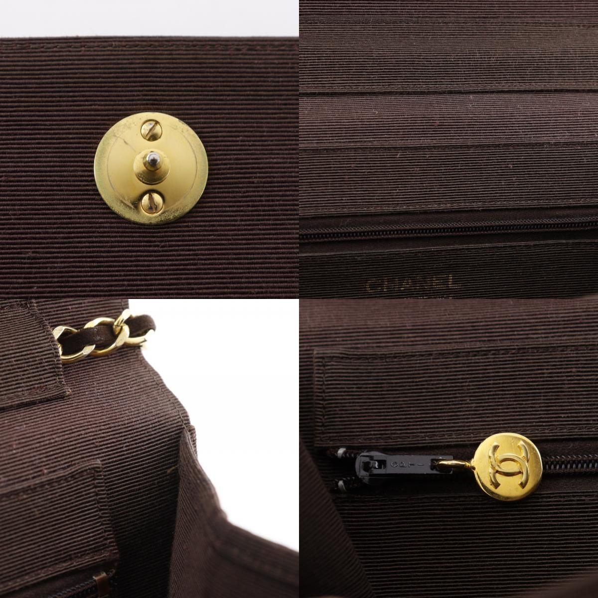 CHANEL】シャネル チェーンショルダー マドモアゼル ベロア 茶