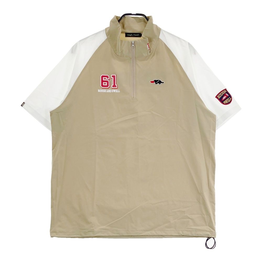 サイズ L ROUGH-SWELL ラフアンドスウェル モデル ハーフジップ 半袖Tシャツ ベージュ系 ゴルフウェア メンズ ストスト
