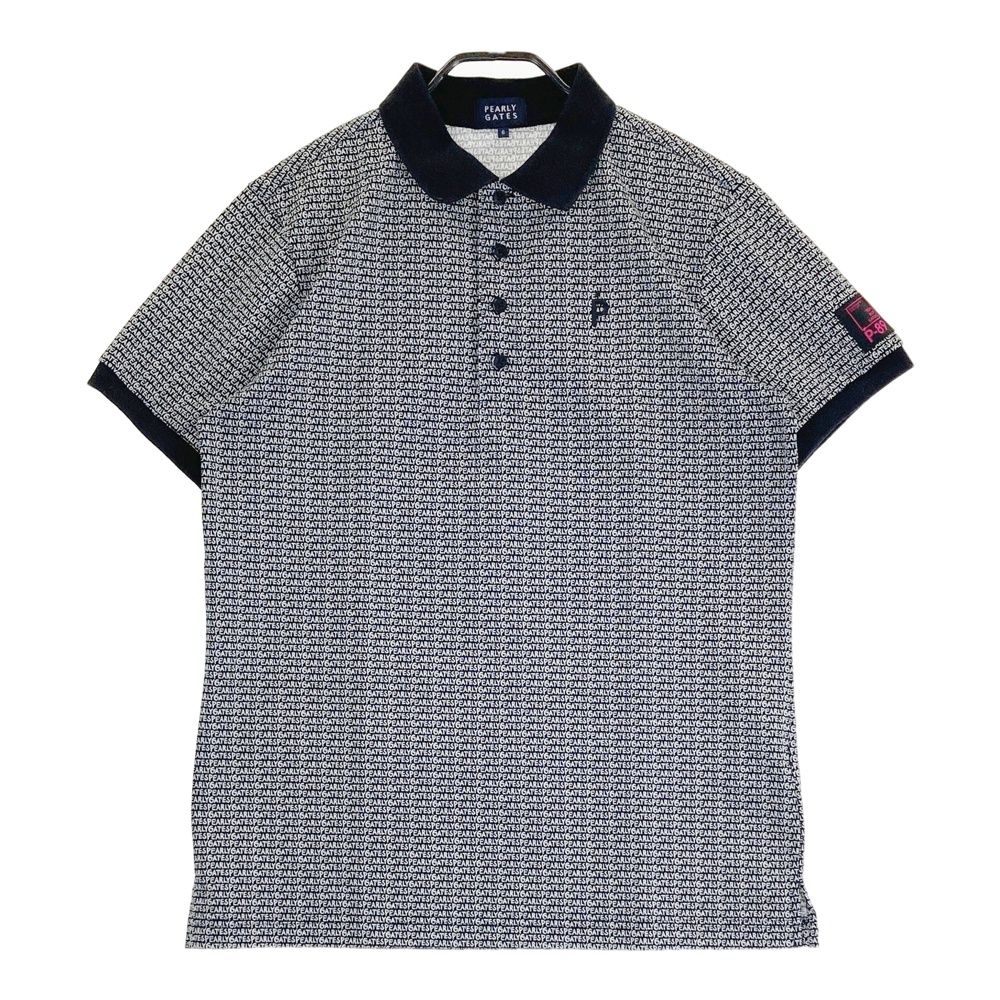 サイズ 6 PEARLY GATES パーリーゲイツ 半袖ポロシャツ ロゴ総柄 ブラック系 ゴルフウェア メンズ ストスト