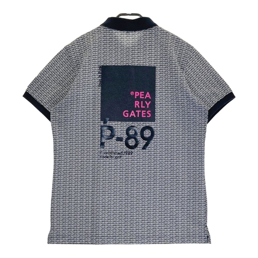 サイズ 6 PEARLY GATES パーリーゲイツ 半袖ポロシャツ ロゴ総柄 ブラック系 ゴルフウェア メンズ ストスト