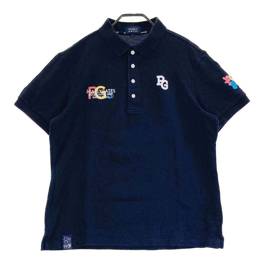 サイズ 7 PEARLY GATES パーリーゲイツ 35周年 半袖ポロシャツ ネイビー系 ゴルフウェア メンズ ストスト