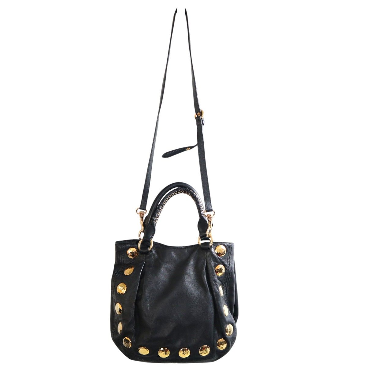 miumiu ミュウミュウ スタッズ レザー 2WAY ハンドバッグ ショルダー