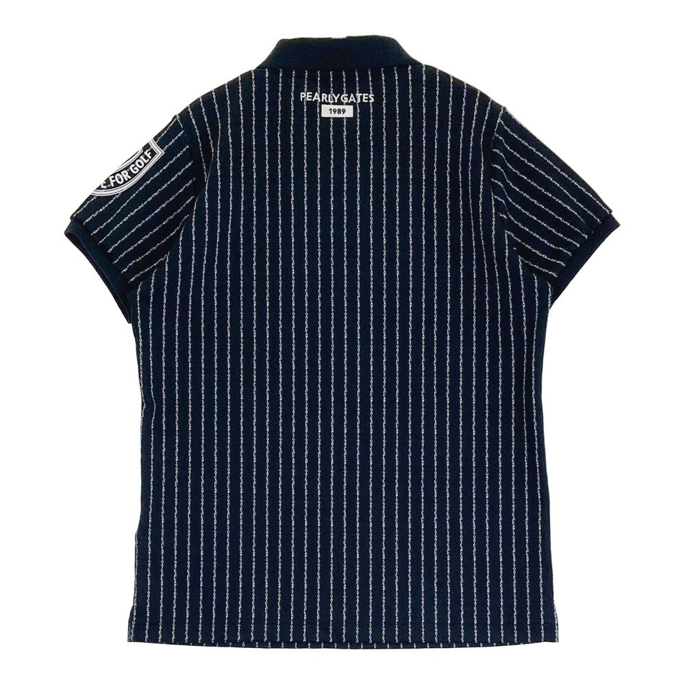 サイズ 1 PEARLY GATES パーリーゲイツ 半袖ポロシャツ ロゴストライプ 総柄 ブラック系 ゴルフウェア レディース ストスト